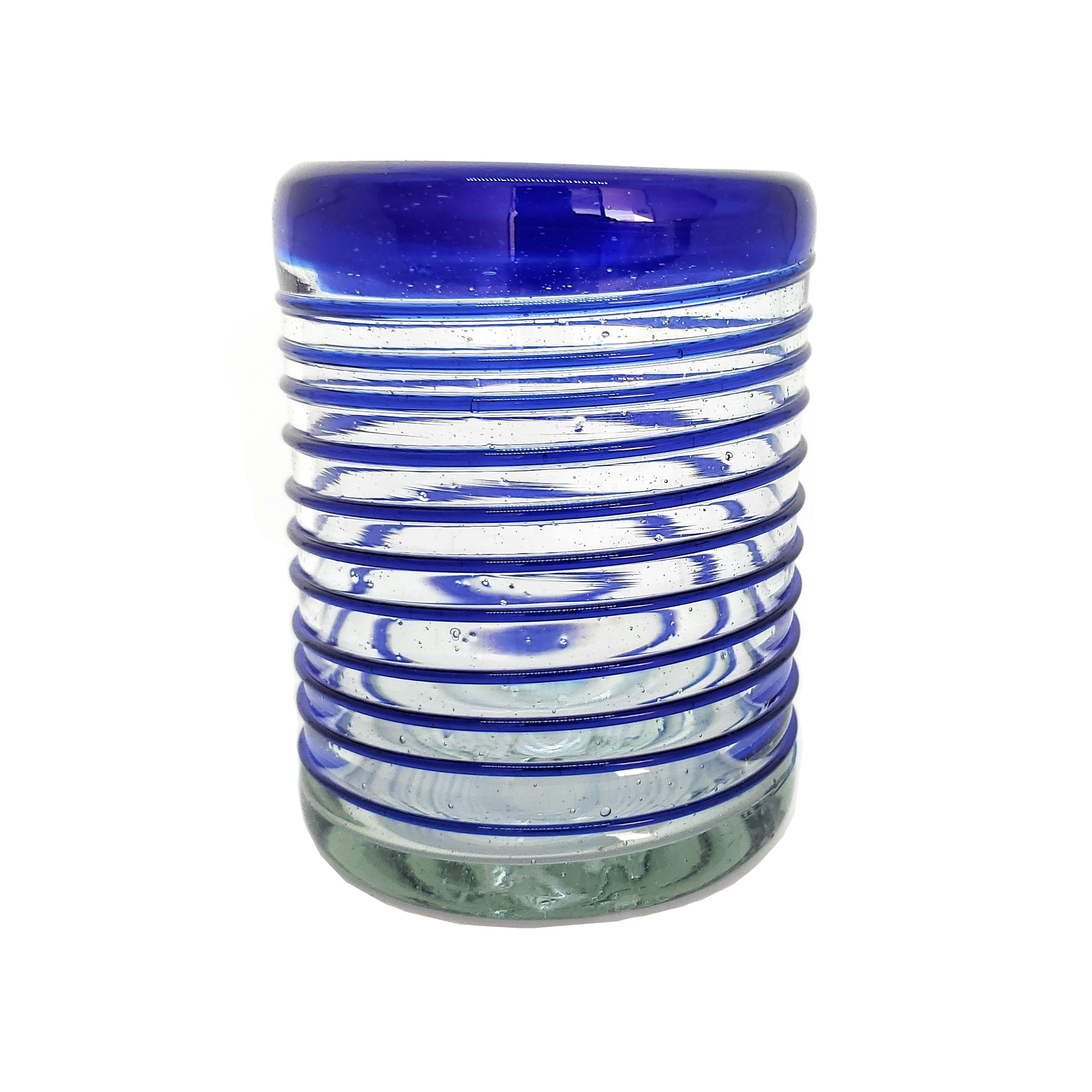 Ofertas / Juego de 6 vasos chicos con espiral azul cobalto / Éste festivo juego de vasos es ideal para tomar leche con galletas o beber limonada en un día caluroso.